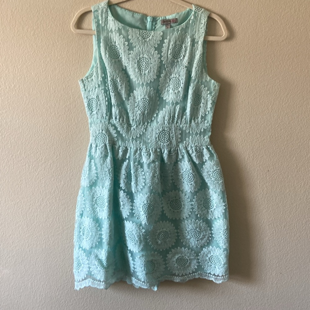 Mint Green Casting LA Color Lace Overlay Dress